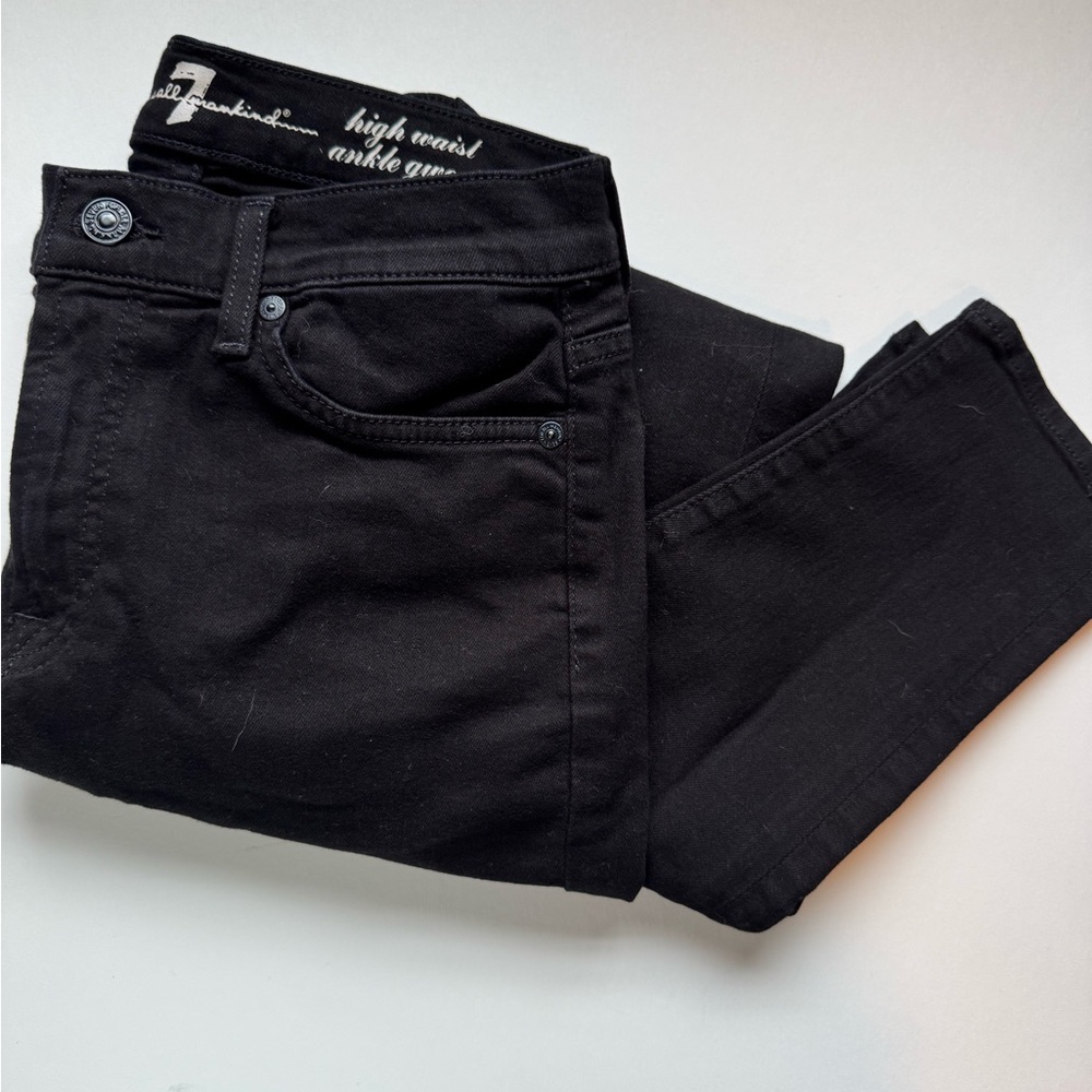 7 For All Mankind Black High Waist Skinny Jeans Size 27